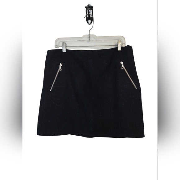 Vintage Y2K Gap Wool Skirt Black Mini Zip Pocket Size 10 Preppy Classic - Picture 1 of 4